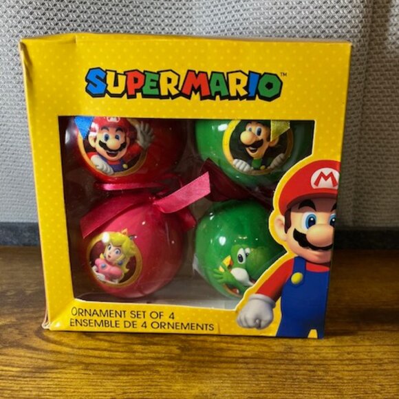 Nintendo Super Mario‎ Set of 4 Ornaments - GameStop Exclusive 2016 New - Picture 1 of 8